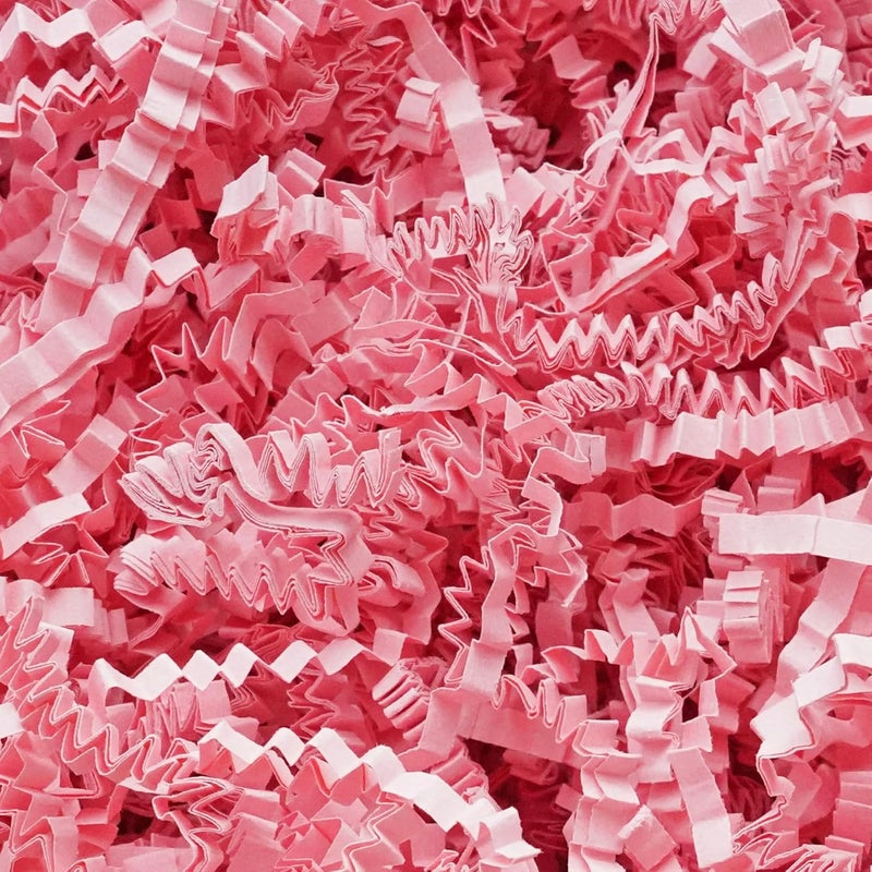 Bobobag - 1LB Crinkle Cut Paper Shred Filler Recyclable Gift Wrap Confetti Raffia Grass Shred Paper for Easter Baskets Filler Creative Eggs Decor (Pink) - Image 1
